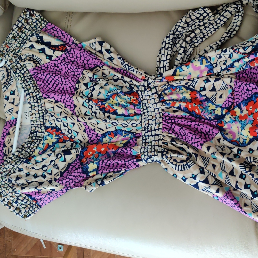RARE Beaded Grecian Style Art Deco Style Colorful Dress